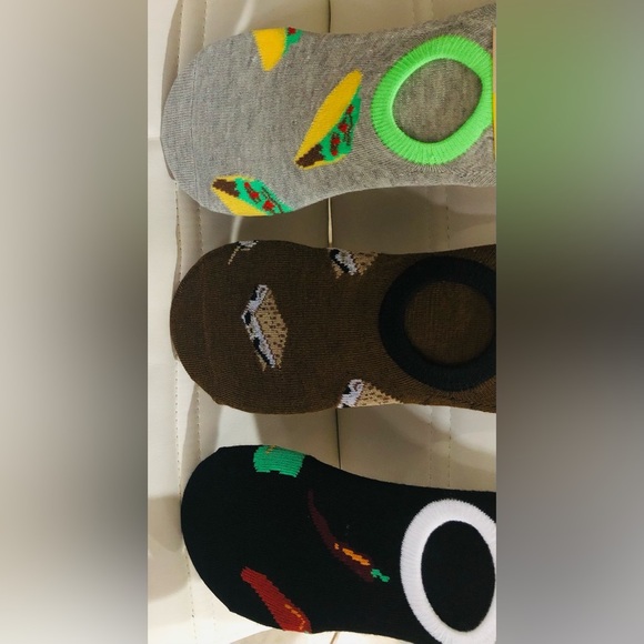 3pairs no slip silicon‎ gripper shoe liners hot pepper smores & taco pattern - Picture 2 of 11